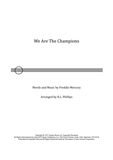 We Are The Champions Easy Piano Solo Sheet Music