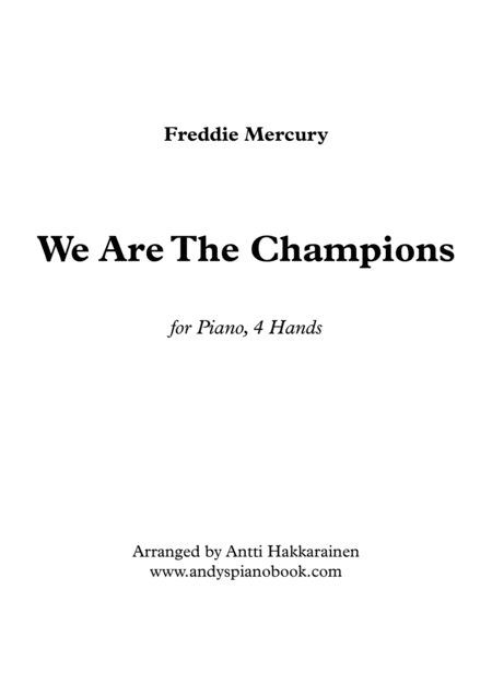 We Are The Champions Piano 4 Hands Sheet Music