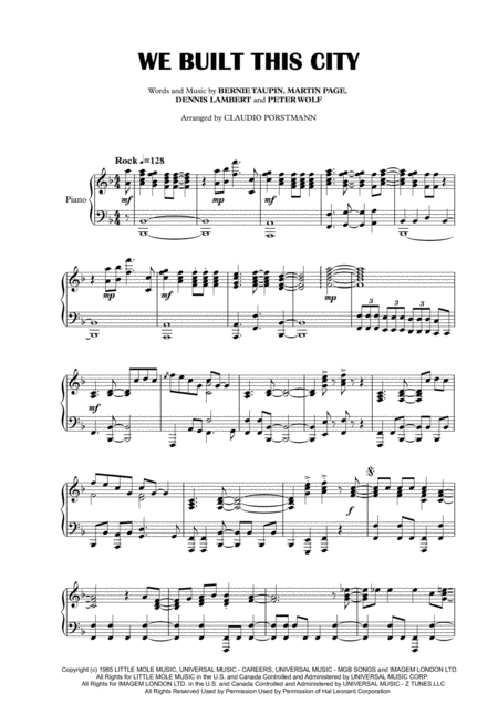 We Built This City Starship Sheet Music