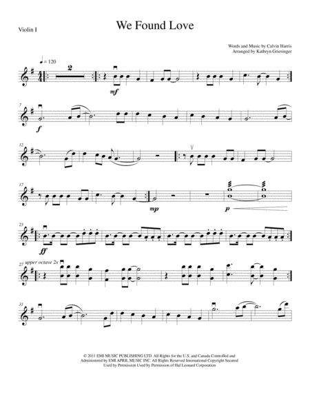 We Found Love String Quartet Sheet Music