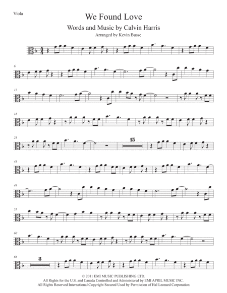 We Found Love Viola Sheet Music