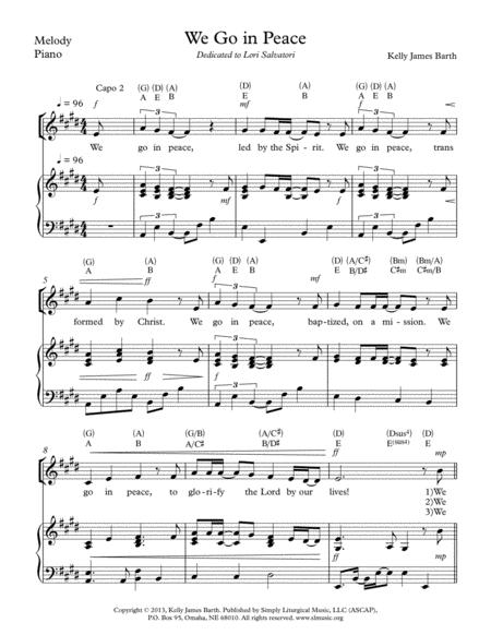 Free Sheet Music We Go In Peace Barth Piano Vocal Chords