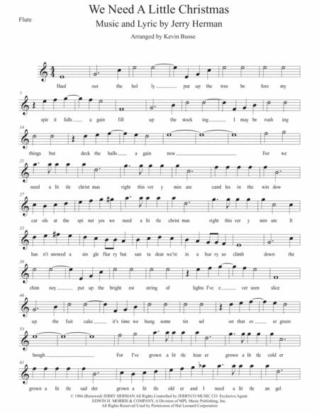 We Need A Little Christmas Easy Key Of C Flute Sheet Music