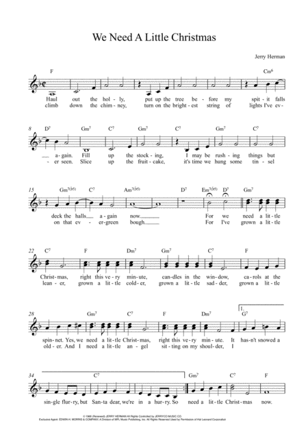 We Need A Little Christmas Lead Sheet For Singalongs Sheet Music