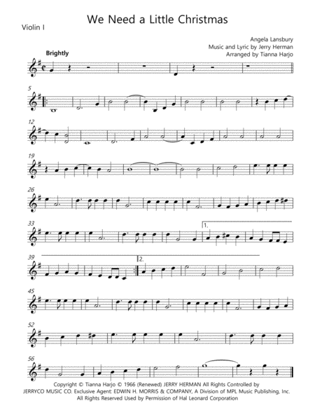 We Need A Little Christmas String Quartet Sheet Music