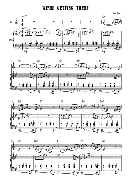Free Sheet Music We Re Getting There Clarinet Solo