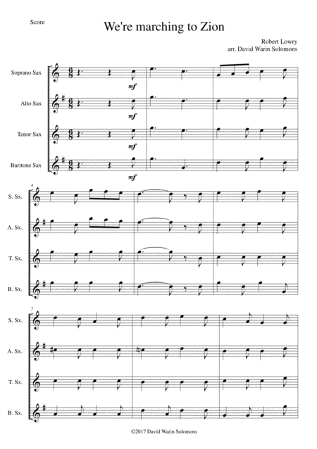 We Re Marching To Zion For Saxophone Quartet Sheet Music