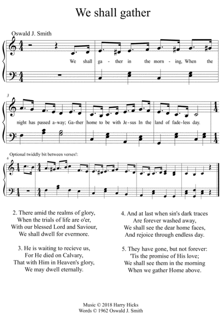 We Shall Gather In The Morning A New Tune To A Wonderful Oswald Smith Poem Sheet Music