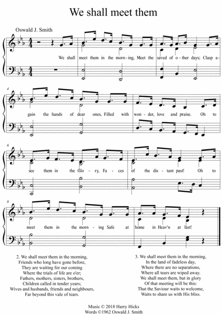 Free Sheet Music We Shall Meet Them A New Tune To A Wonderful Oswald Smith Poem