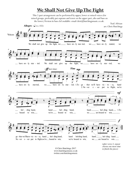 We Shall Not Give Up The Fight 2 Part Sheet Music