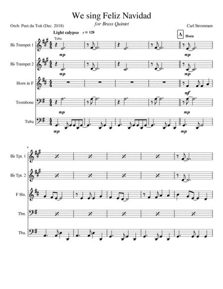 We Sing Feliz Navidad Carl Strommen Brass Quintet Sheet Music