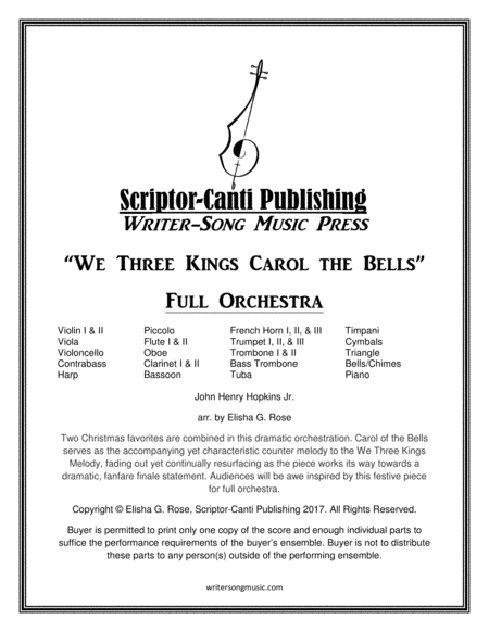 Free Sheet Music We Three Kings Carol The Bells For Symphonic Orchestra