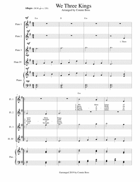 Free Sheet Music We Three Kings For Flute