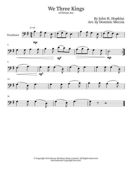 Free Sheet Music We Three Kings Of Orient Are Bassoon Low Brass Cello Bass