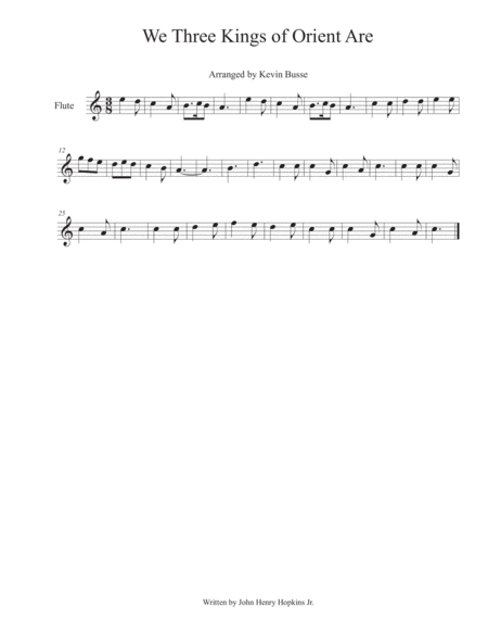 Free Sheet Music We Three Kings Of Orient Are Flute