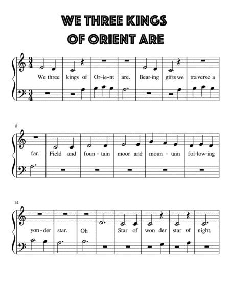 We Three Kings Of Orient Are For Very Easy Piano Sheet Music