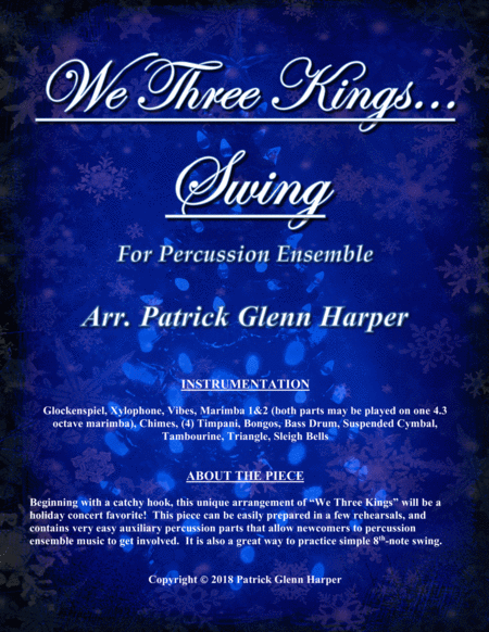 Free Sheet Music We Three Kings Swing For Percussion Ensemble