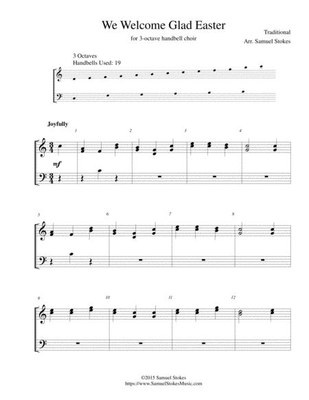 Free Sheet Music We Welcome Glad Easter For 3 Octave Handbell Choir