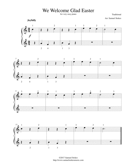 Free Sheet Music We Welcome Glad Easter For Very Easy Piano