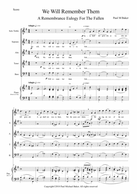 We Will Remember Them A Remembrance Eulogy Sheet Music