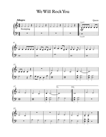 We Will Rock You Easy Piano Version Sheet Music