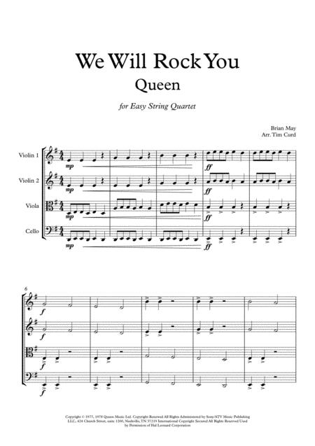 We Will Rock You For Easy String Quartet Sheet Music