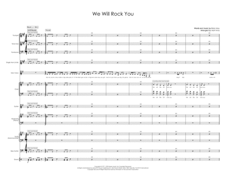 We Will Rock You Queen Vocal With 3 Horns And Rhythm Section Sheet Music