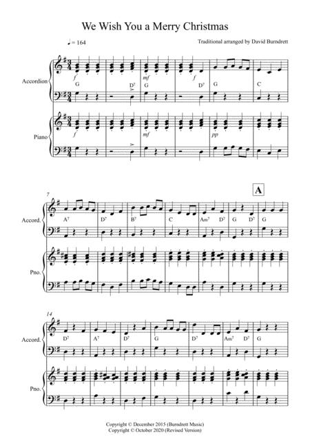 We Wish You A Merry Christmas For Accordion Solo Or With Piano Sheet Music