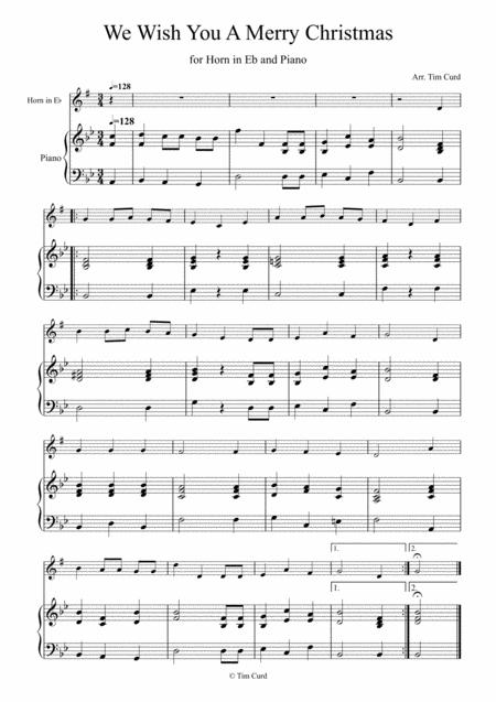 Free Sheet Music We Wish You A Merry Christmas For Horn In Eb And Piano