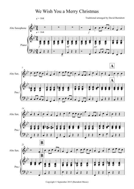 We Wish You A Merry Christmas For Saxophone And Piano Sheet Music