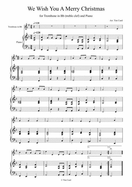 Free Sheet Music We Wish You A Merry Christmas For Trombone In Bb Treble Clef And Piano