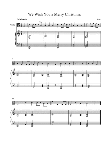 Free Sheet Music We Wish You A Merry Christmas For Viola With Piano Accompaniment