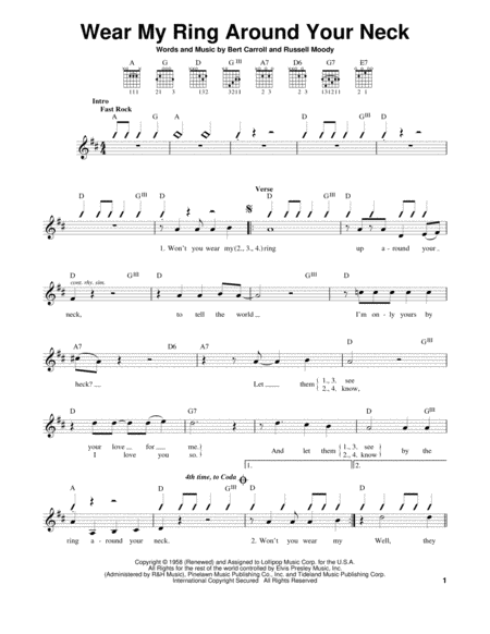 Wear My Ring Around Your Neck Sheet Music