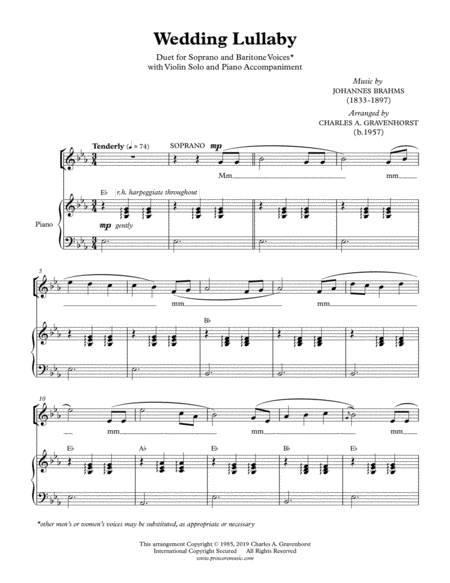 Free Sheet Music Wedding Lullaby Brahms