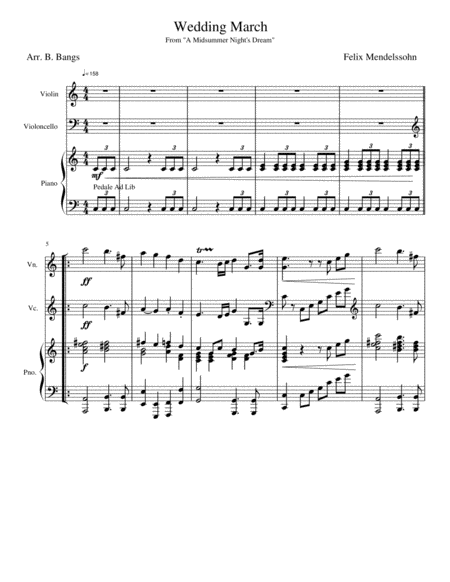 Free Sheet Music Wedding March From A Midsummer Nights Dream