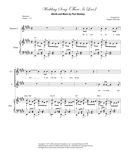Free Sheet Music Wedding Song There Is Love For Ssa