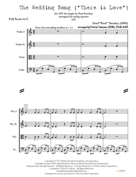 Wedding Song There Is Love For String Quartet Full Score Set Of Parts Sheet Music