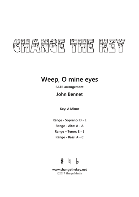 Weep O Mine Eyes A Minor Sheet Music