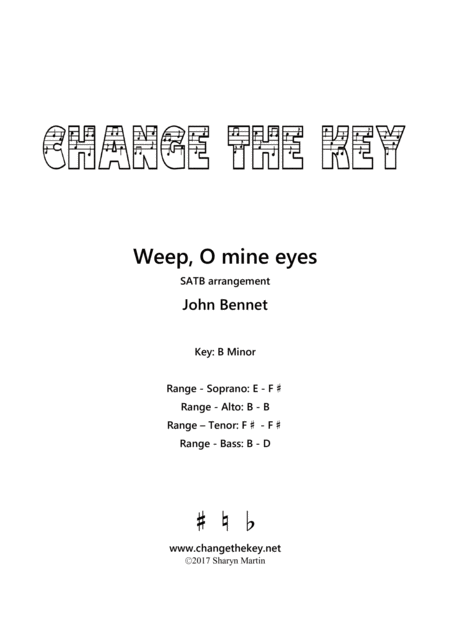 Weep O Mine Eyes B Minor Sheet Music