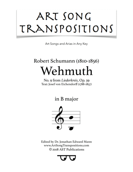 Wehmuth Op 39 No 9 B Major Sheet Music