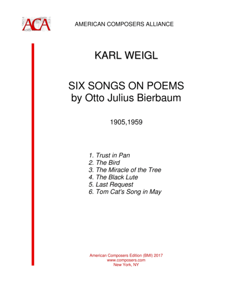 Weiglk Six Songs On Poems By Otto Julius Bierbaum Sheet Music