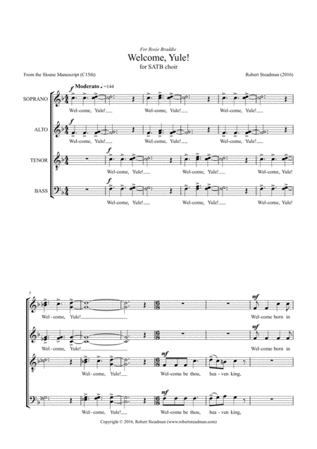 Free Sheet Music Welcome Yule