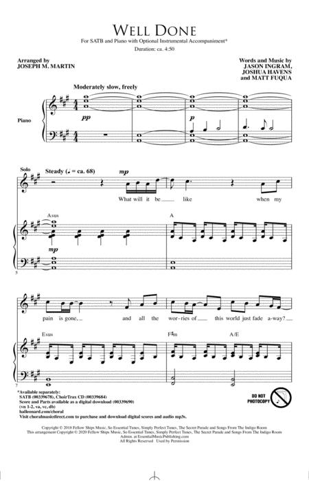 Free Sheet Music Well Done Arr Joseph M Martin