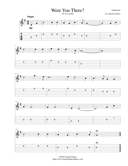 Were You There For Easy Guitar With Tab Sheet Music