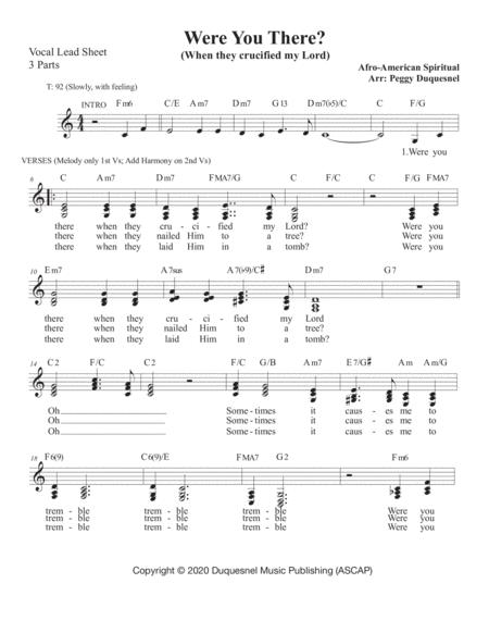 Were You There When They Crucified My Lord Vocal Key C Db 3 Part Harmony Sheet Music