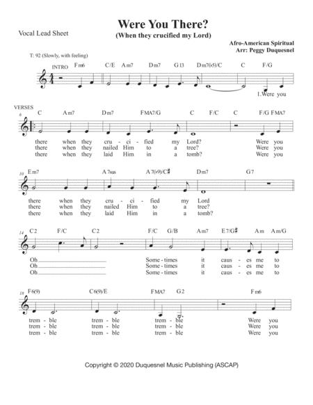 Free Sheet Music Were You There When They Crucified My Lord Vocal Key C Db