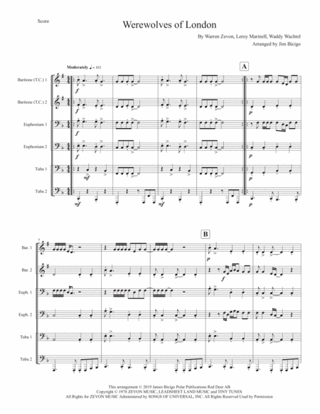 Free Sheet Music Werewolves Of London