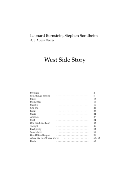 West Side Story For Brass Quintet Sheet Music