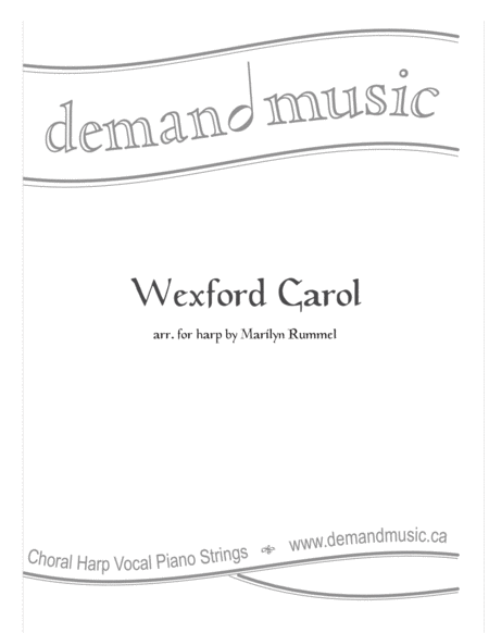 Wexford Carol Harp Lever Or Pedal Solo Sheet Music