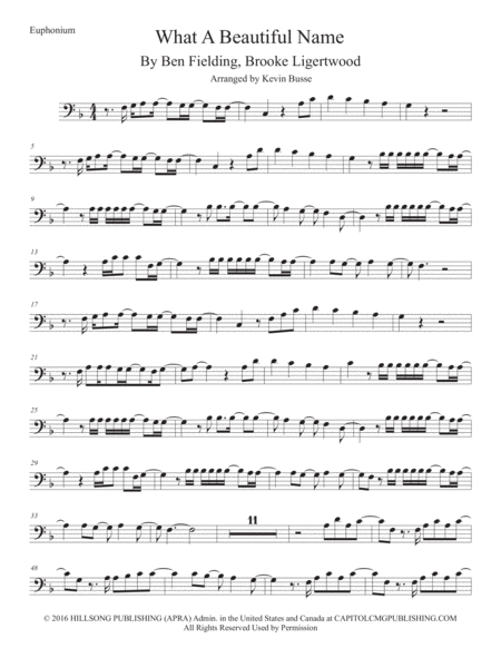 What A Beautiful Name Euphonium Sheet Music